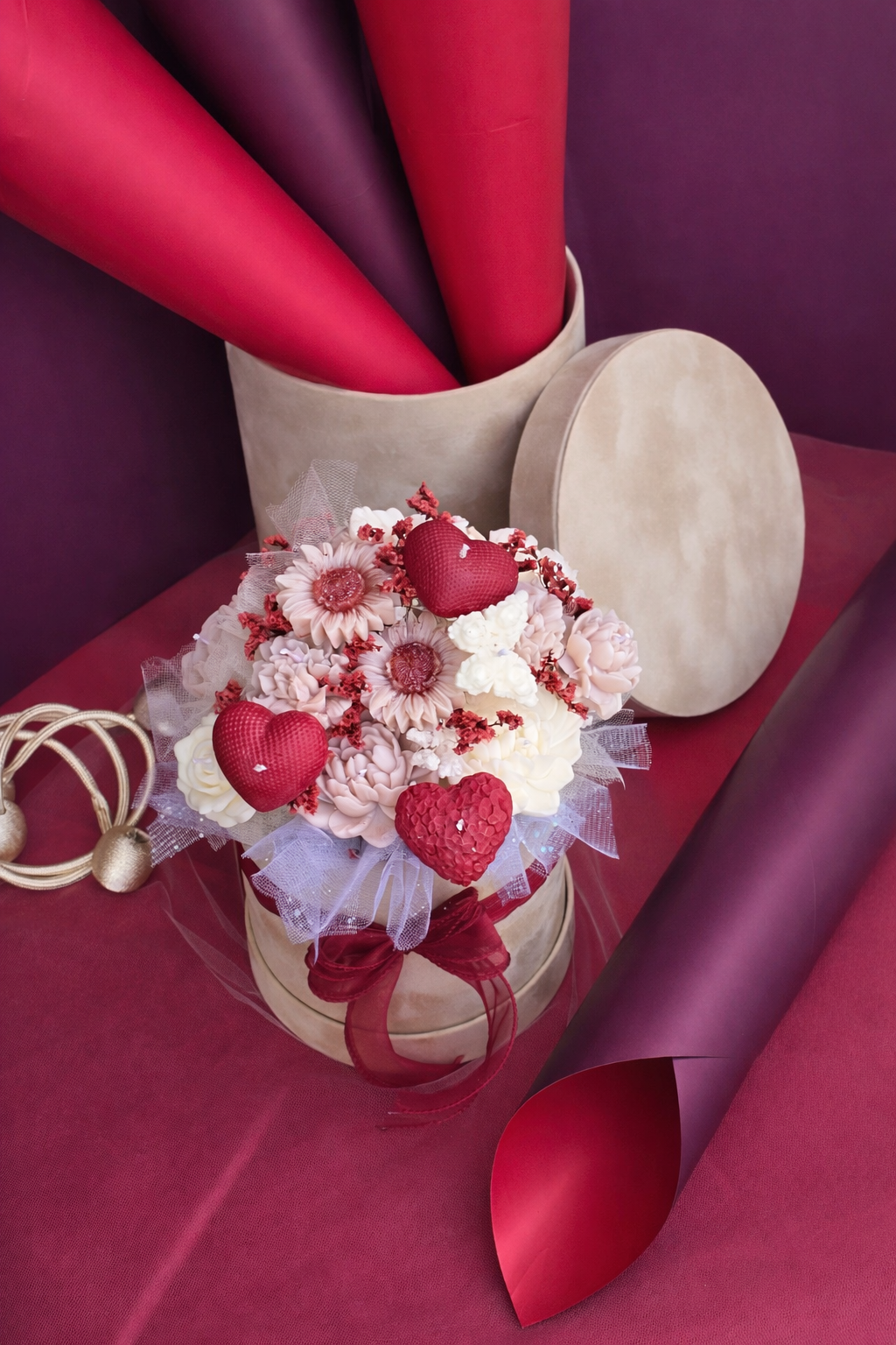 A Blush Heart Candle Bouquet