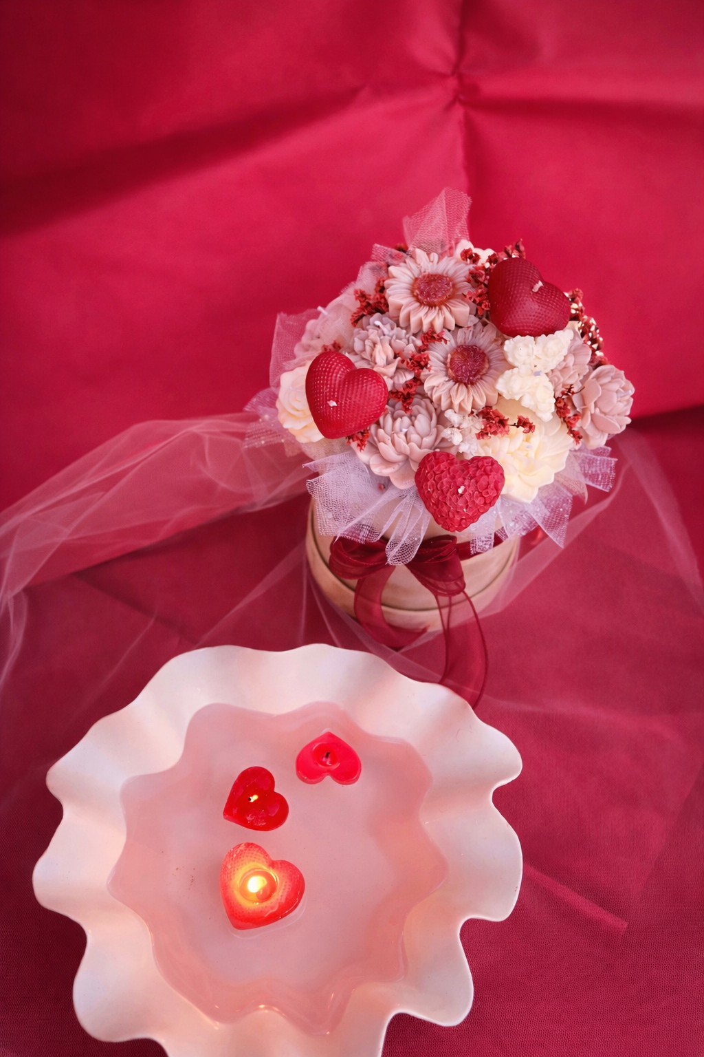 A Blush Heart Candle Bouquet